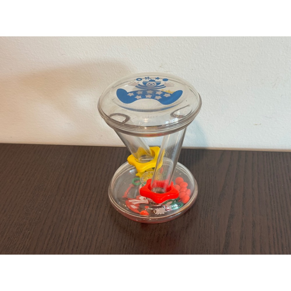 Johnson & Johnson Rolling Stars Clown Rattle Baby Unisex Clear Vintage 1980s‎